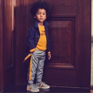 Janie and Jack x Harlem Fashion Row Joggers Size 3T Grey Maroon Yellow
